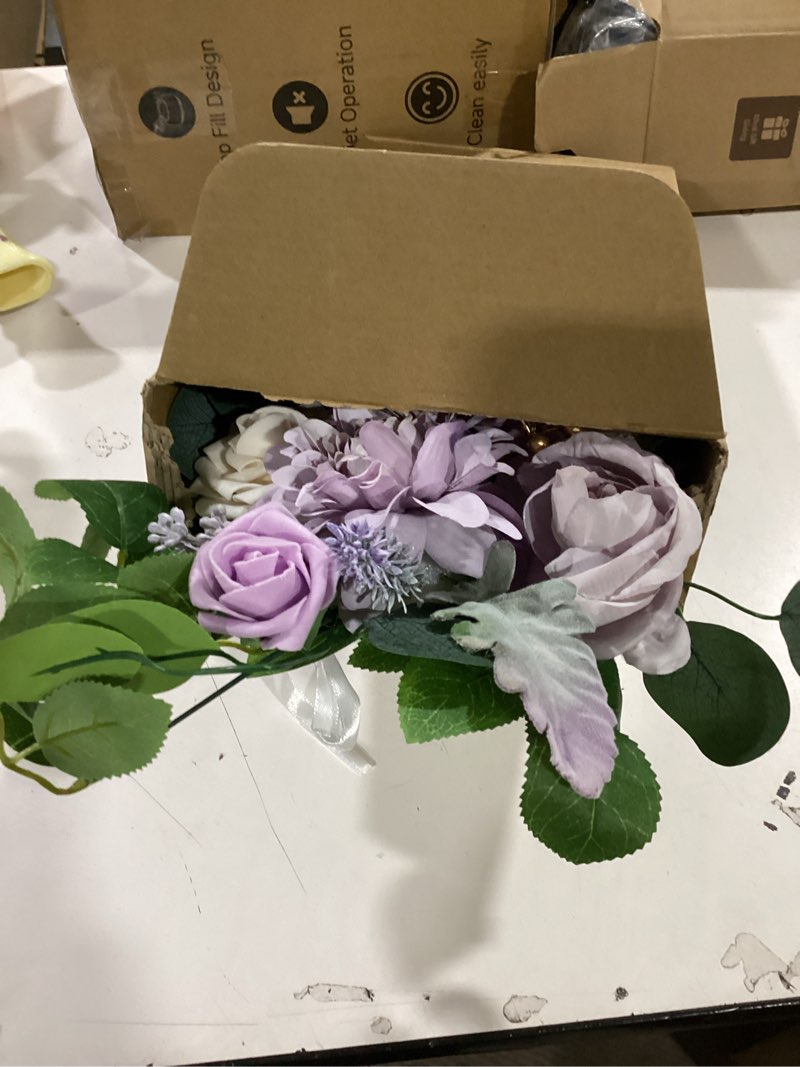 Condition photo showing New/Like New for WEIERYUE(Pack of 2 Artificial Flowers Decorations,Artificial Arch Backdrop Garlandfor Ceremony Party Reception Entrance Welcome Easel Door Floral Decor Wall Home Entryway Outdoor(Cream Purple)