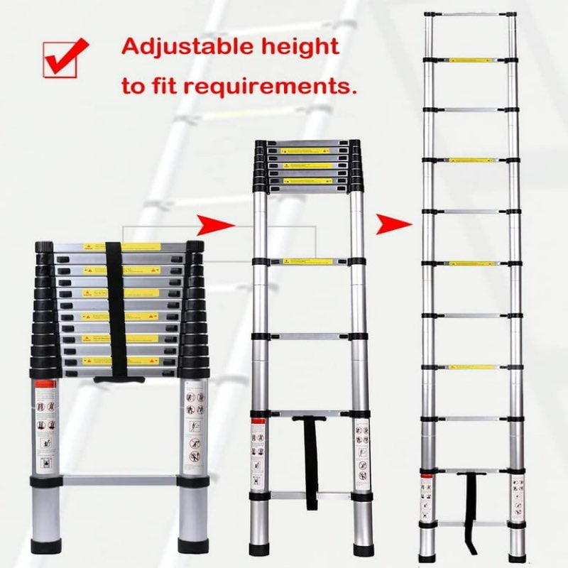 telescoping ladder 10.5ft stainless steel extension folding ladder 330lbs portable heavy duty ladder