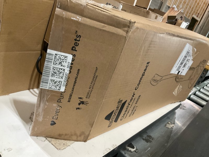 Condition photo showing As Is for bissell cleanview compact upright vacuum, lightweight design for apartments & dorms, powerful suction with removable extension wand & scatter-free technology, 3508