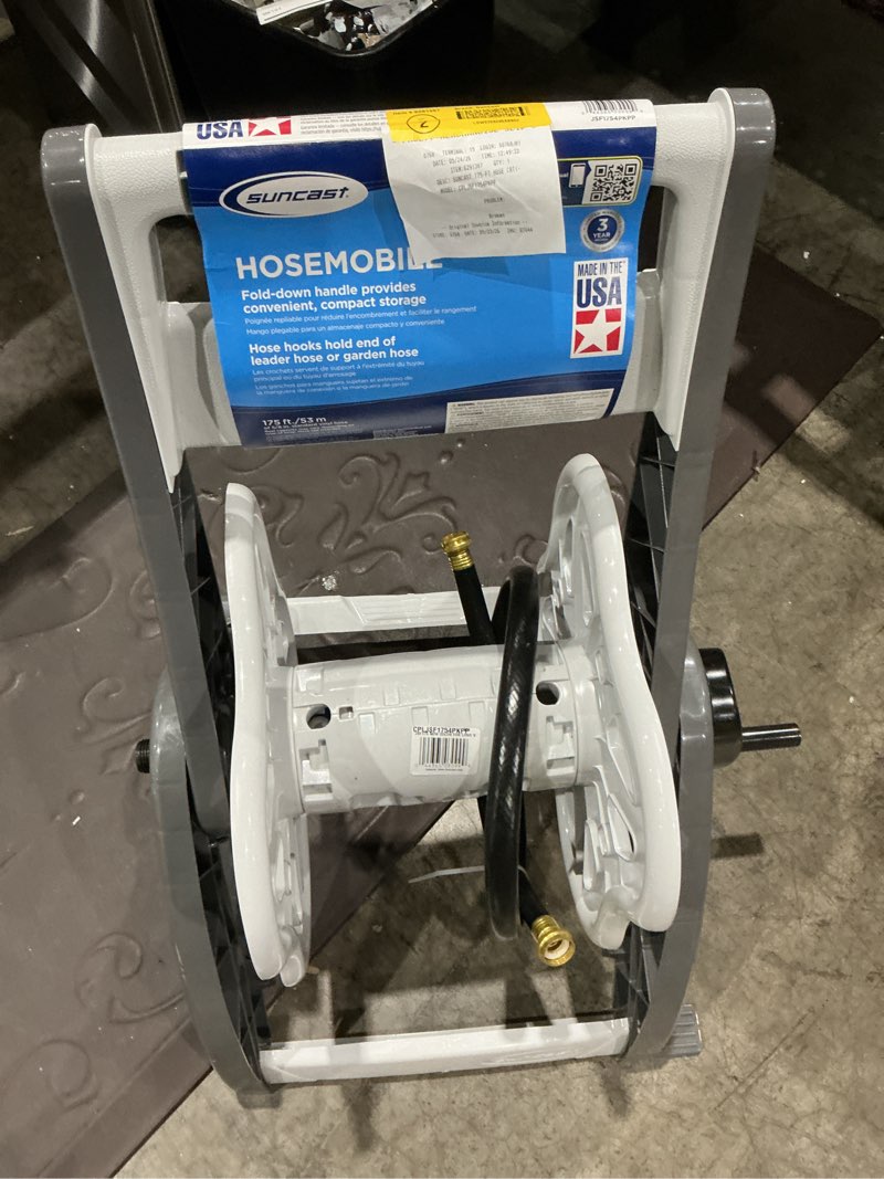 Condition photo showing As Is for suncast hosemobile plastic 175-ft cart hose reel