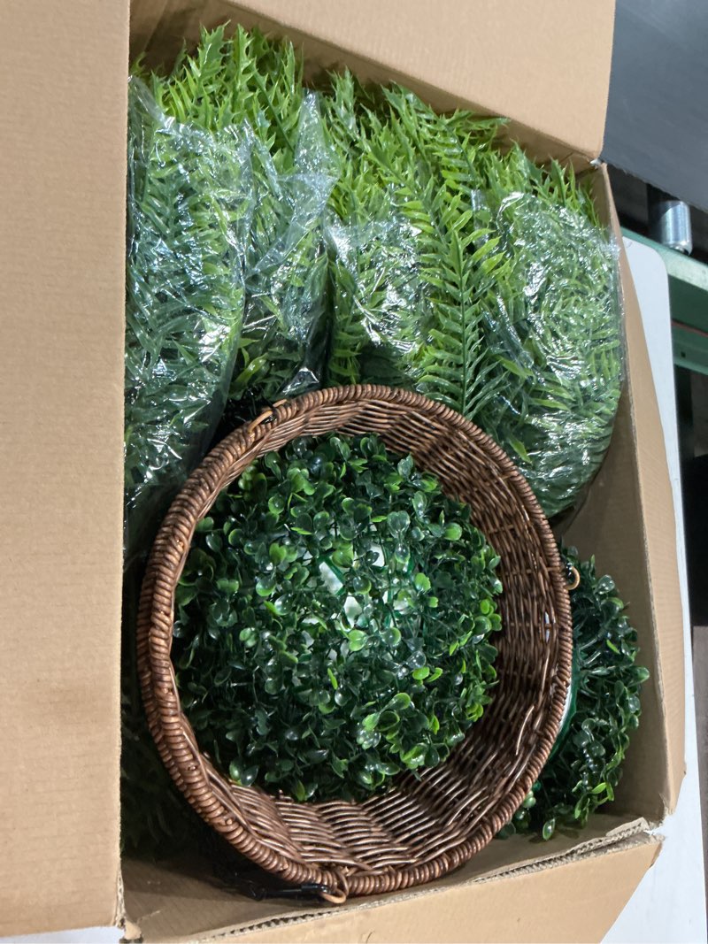 Condition photo showing Good Condition for waipfaru fake hanging fern plants outdoor - 2 pack uv resistant artificial outdoor hanging plants, realistic faux greenery fern for patio front porch garden home decor