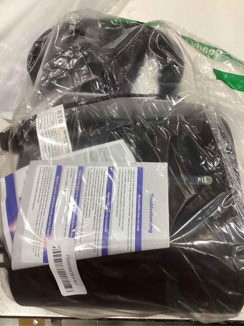 Condition photo showing New/Like New for 6L Humidifiers for Bedroom Large Room Home,Cool and Warm Humidifier for Baby and Plants Hot Mist Top Fill Desk Humidifiers Oil Diffuser,Quiet,Adjustable Mist,360°Nozzle-Black(2026 Upgraded)