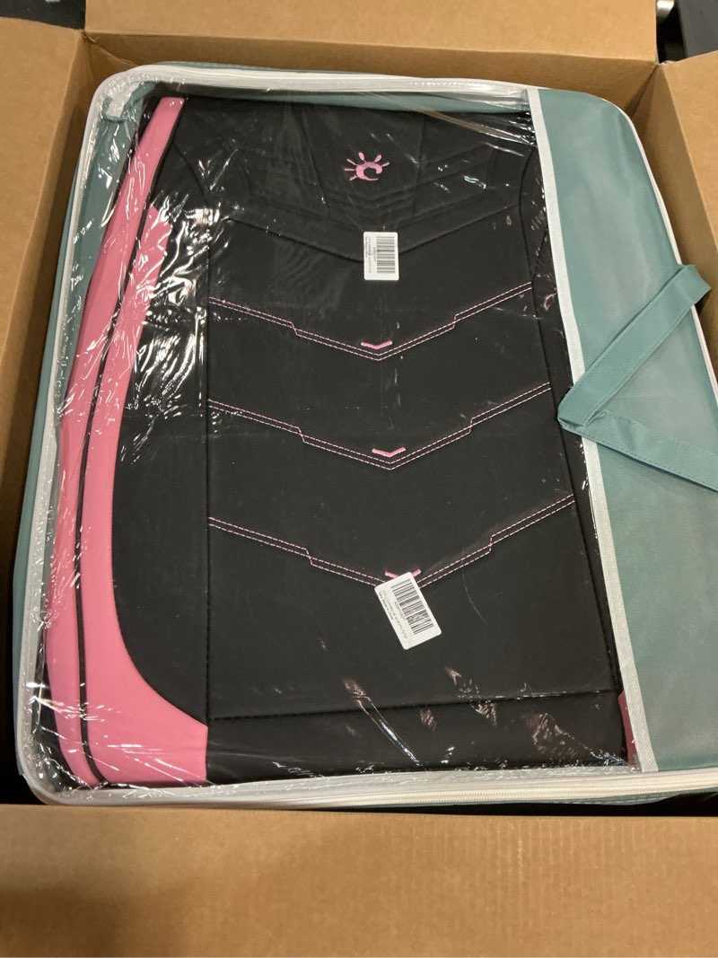 Condition photo showing New/Like New for Comfortable Leather Auto Car Seat Covers Front & Rear Seat Protector Fit Sedan SUV 5 Seats Full Set Universal Fit (Black and Pink, Full Set) Black and Pink Full Set