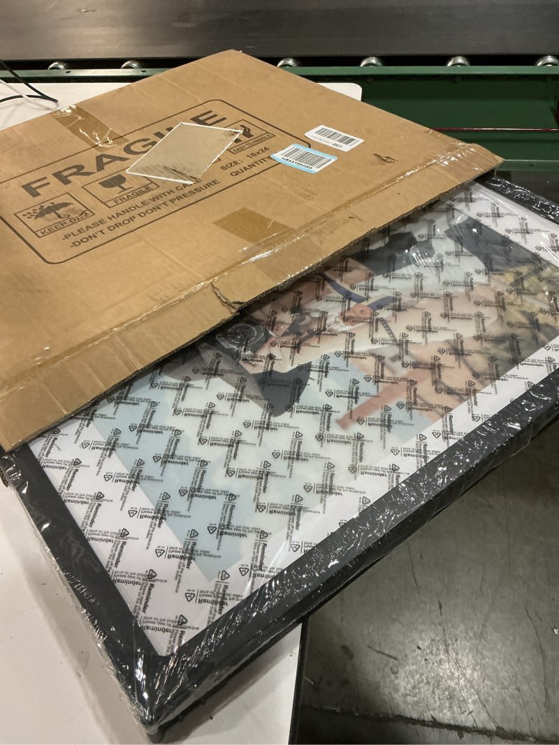 Condition photo showing Good Condition for picrit 18x24 picture frame 3 pack, black poster frame, display poster 16 x 20 with mat or 18 x 24 without mat for horizontal or vertical wall mounting black 18x24