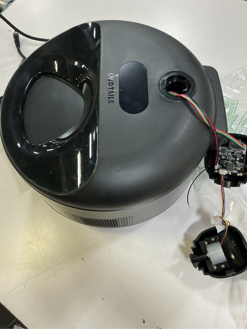 Condition photo showing As Is for wet food automatic cat feeder with camera, semiconductor cooling & heating with stainless steel bowl, app control with camera & meal call, 5 fresh meals pet food dispenser (black)