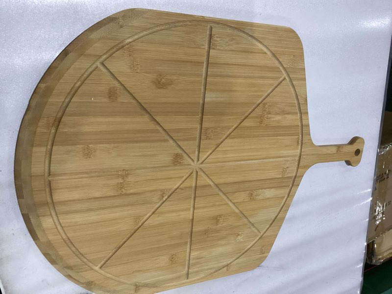 Condition photo showing As Is for Fiery Chef 18” Bamboo Pizza Peel - Lightweight Smooth Wooden Pizza Paddle and Pizza Cutting Board wi