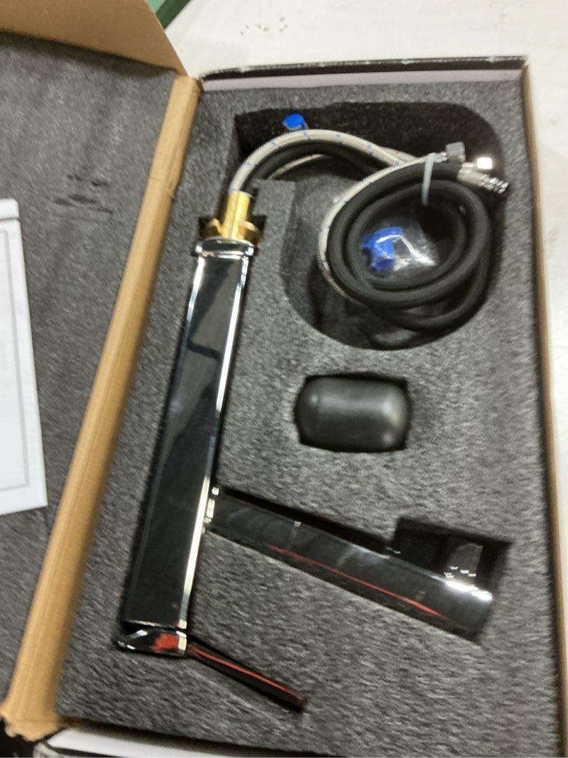 Condition photo showing Good Condition for HANLIAN Single Hole Bathroom Pull Out Faucet with Rotating Spout, One Handle Faucet for Bathroom Sink, Modern Bathroom Faucet with Pull Down Sprayer, 3 Modes Vanity Faucets (Tall, Chrome) Tall without Temperature Display Chrome