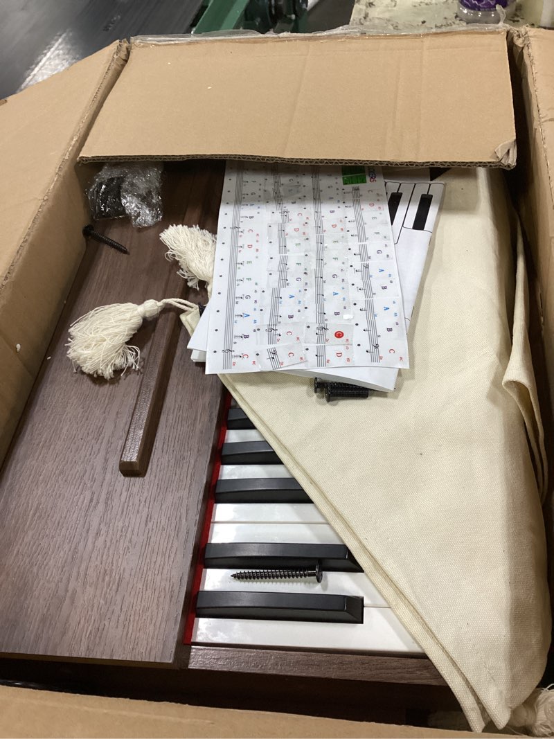 Condition photo showing As Is for Vangoa Kids Piano Keyboard, 37 Keys Digital Piano for Kids, Music Educational Instrument Toy, Wood Piano for Girls and Boys, Dark Brown