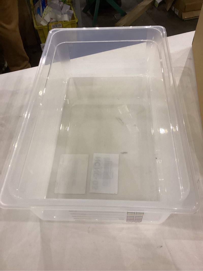 Condition photo showing Good Condition for Restaurantware Food Storage Container 1 Pack of 20.7 x 12.6 x 5.9 Inches Plastic Stackable Storage Box White Reusable Label Container Dishwasher Safe For Restaurants And Kitchens Full Size-1 Count 6" Deep