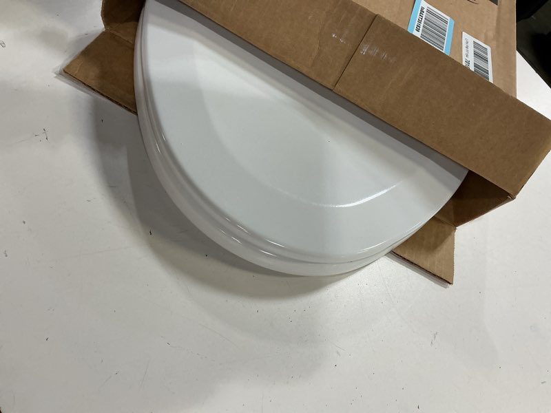 Condition photo showing As Is for bemis 1500ec 390 lift-off wood elongated toilet seat, cotton white (pack of 1)