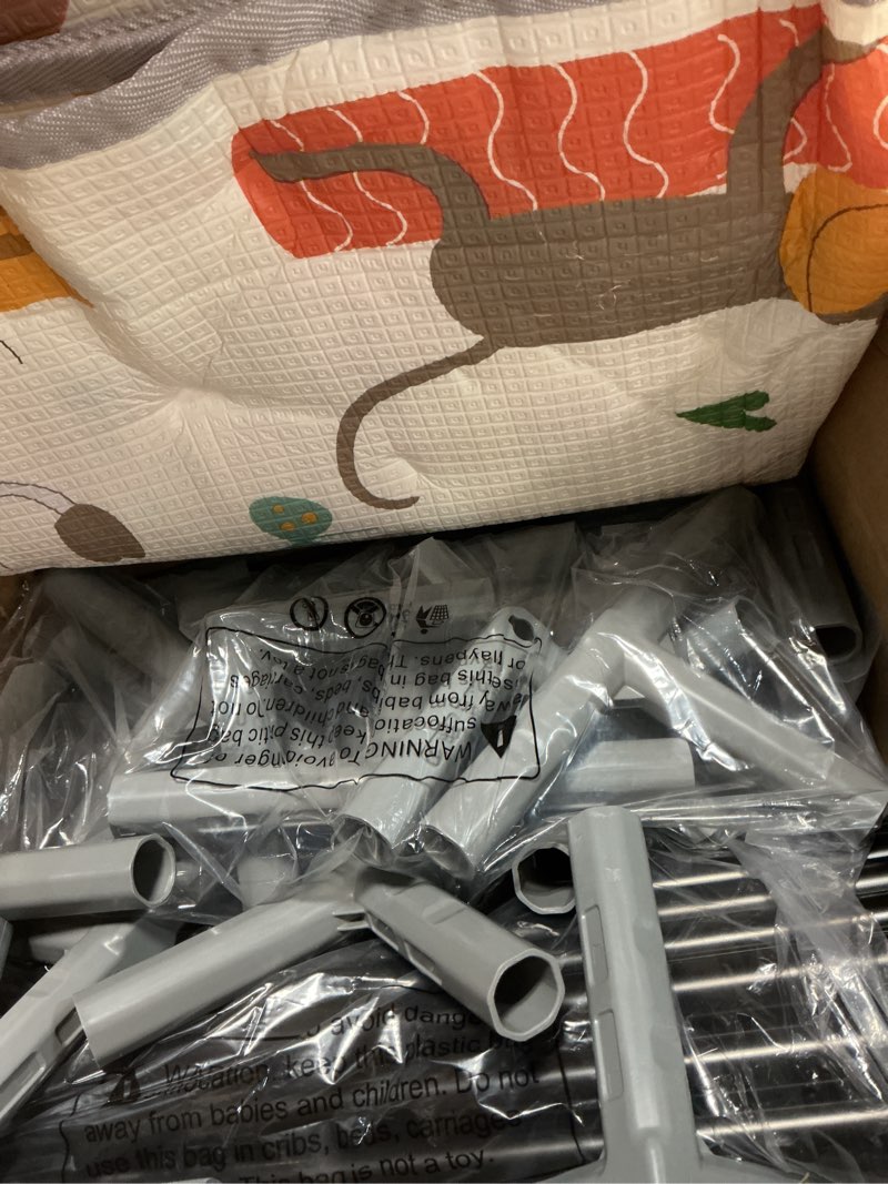 Condition photo showing As Is for baby playpen with mat 50x50 inch, playpen with colorful ball for babies and toddlers, baby play pen pin indoor play fence (mat and ball included) grey+mat2+ball 50x50 inch