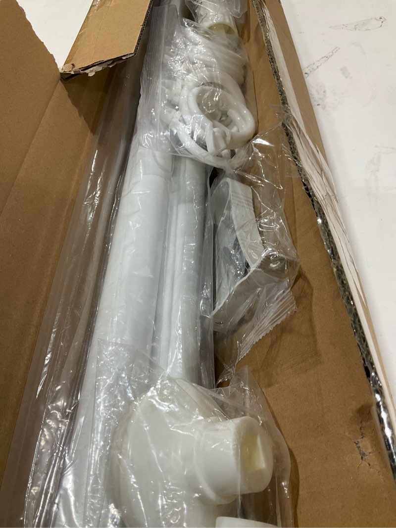 Condition photo showing Good Condition for Tension Curtain Rod No Drilling 51–148In(12Ft), Extra Long Outdoor Curtain Rod for Windows Patio, Adjustable Spring Heavy Duty Tension Shower Rod for Bathroom Room Divider Pole Diameter 1.26In, White White 51-148 Inches