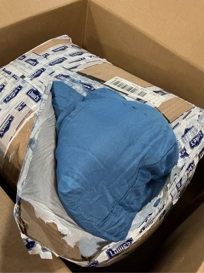 Condition photo showing As Is for water-resistant outdoor patio cushion cover with ties set of 2,cushion slip cover, patio furniture cushion chair seating cover for swing cushion -only cover?24x24x4 inch, light blue? light blue 24"x24"x4"-2 pack-cover only
