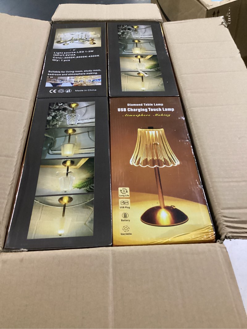 Condition photo showing New/Like New for Liliful 8 Pcs LED Portable Cordless Table Lamp Touch Battery Operated Rechargeable Gold Desk Lamp 3 Color Dimmable for Bedroom Living Room Dining (Gold,Classic Style) Gold Classic Style 8