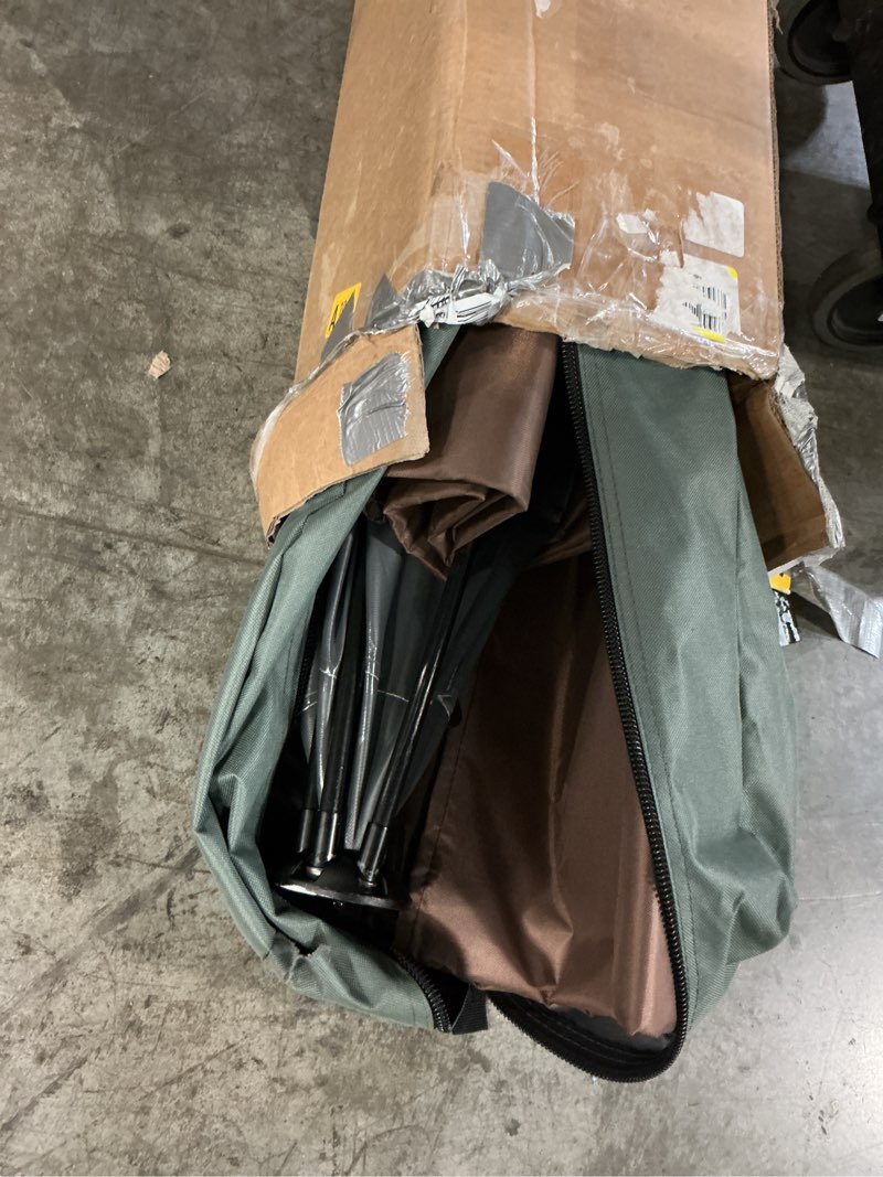 Condition photo showing As Is for vevor pop up gazebo screen tent 6 sided canopy sun shelter with 6 removable privacy wind cloths & mesh windows, 11.5x11.5ft quick set screen tent with mosquito netting, brown brown 11.5x11.5ft