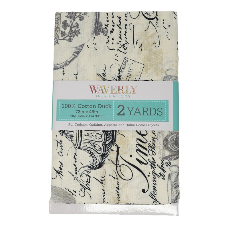 (Pack Of 2) Waverly Inspirations 2 Yard Cut 100% Cotton Duck Print Fabric Teatime Steel  45  Wide for Quilting & Sewing