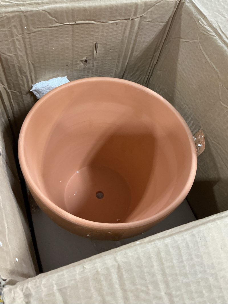 Condition photo showing Good Condition for (incomplete)ingofin terracotta pot set of 2 with saucer - 10 inch ceramic clay pot for plants with drainage hole, large terra cotta flower planter with tray for indoor outdoor plants 10/10 inch -2 pcs
