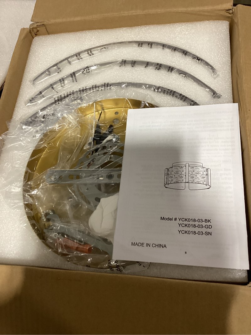 Condition photo showing Good Condition for modern gold semi flush mount ceiling light, 3-light farmhouse glass drum light fixture, dimmable ceiling lighting for foyer kitchen hallway bedroom dining room gold 15''/3-light
