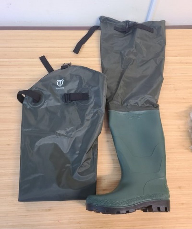 Tidewe Hip Wader Boots Men's Size 6 Rubber Nylon PVC Lightweight GREEN