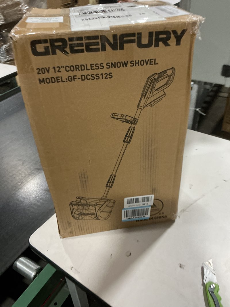 Condition photo showing As Is for Greenworks 80V (75+ Compatible Tools) 12” Brushless Cordless Snow Shovel, 2.0Ah Battery and Charger Included 12" 2.0Ah