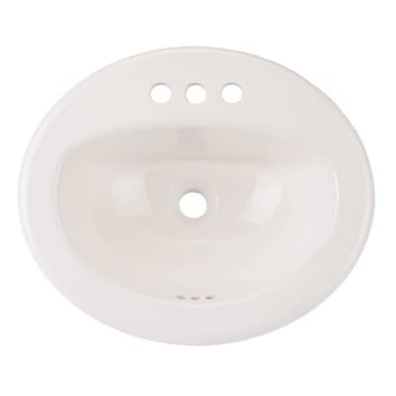 project source huxley vitreous china 17.0-in drop-in oval traditional white bathroom sink