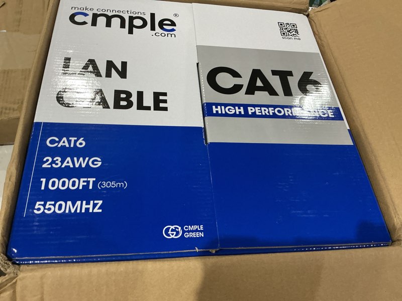 Condition photo showing New/Like New for cmple - cat6 cable 1000ft bulk lan ethernet cat 6 wire network utp 23awg cmr riser 10gbps 550 mhz pull box 1000 feet, blue