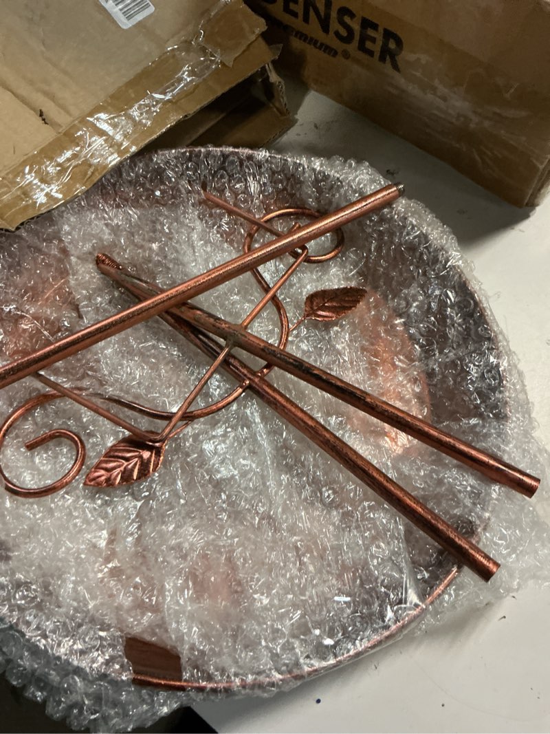 Condition photo showing Good Condition for ieuan 35.4" gold metal bird bath & feeder, 5-prong stake, rust resistant | 12"d x 2.2"d detachable bowl, 2-in-1 bath & feeder, baked paint, freestanding decor