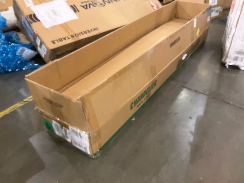 Condition photo showing As Is for 7PM Modern Gold Crystal Chandelier Rectangle Chandeliers for Dining Room Rectangular Pendant Lighting Fixture for Kitchen Island Bedroom L31.5'' x W10'' x H10''