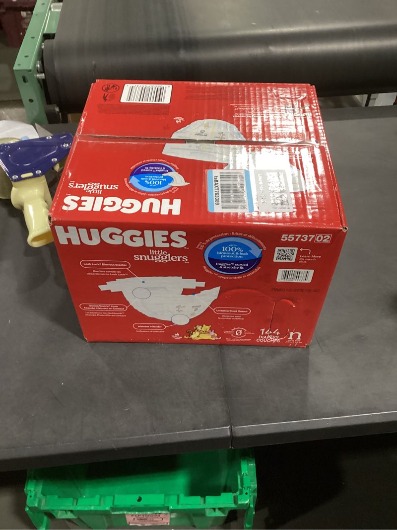 Condition photo showing New/Like New for huggies size newborn diapers, little snugglers baby diapers, size newborn (up to 10 lbs), 144 count, packaging may vary