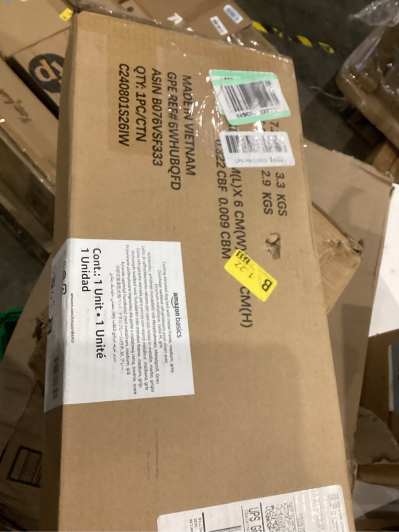 Condition photo showing New/Like New for Amazon Basics Breathable Cooling Elevated Dog Bed with Durable Metal Frame, Medium, 43 x 26 x 7.5 Inch, Grey Grey Medium