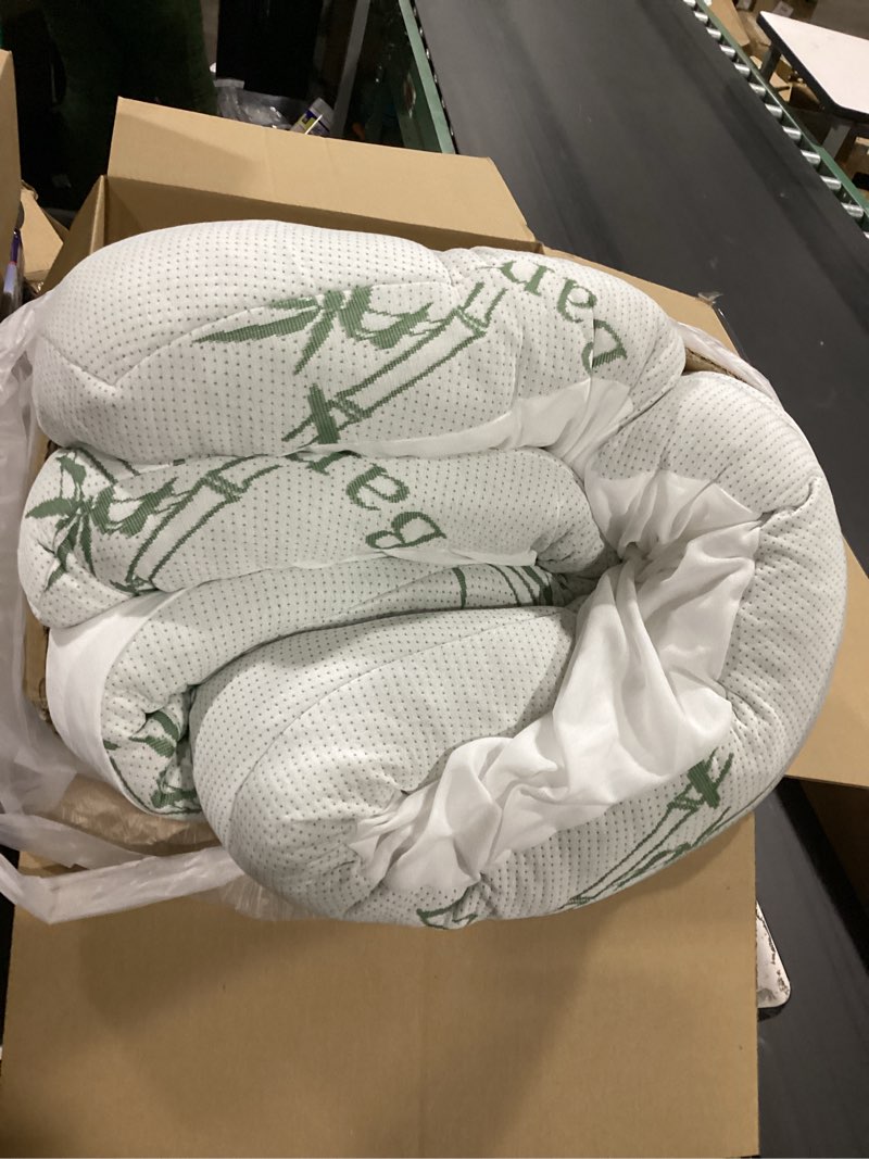 Condition photo showing As Is for elnido queen® 3 inch memory foam mattress topper queen size - cooling breathable bamboo viscose pillow top for hot sleepers, 1700 gsm fill, ultra soft mattress pad for back pain relief, 3"x60"x80"