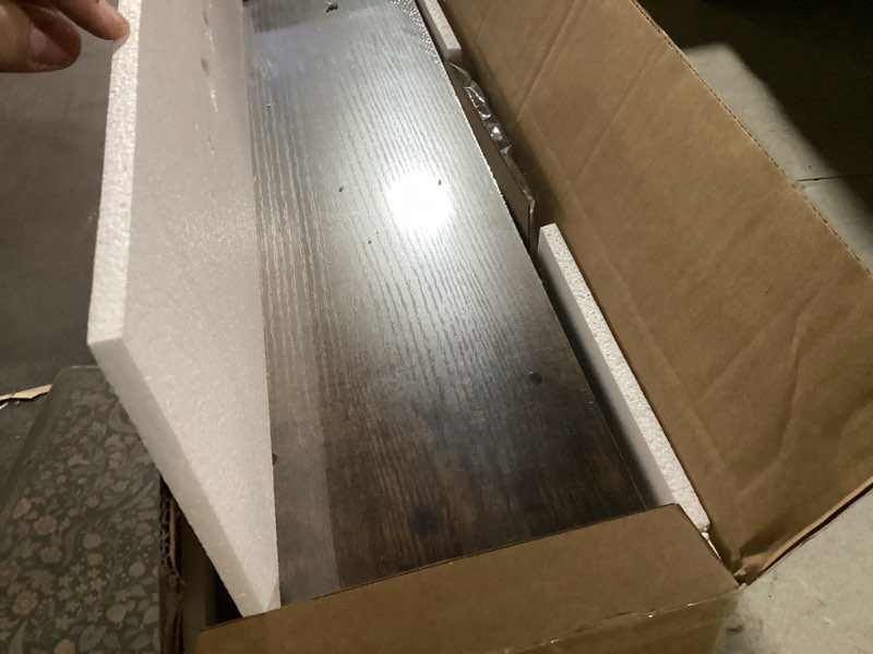 Condition photo showing New/Like New for bayka floating shelves, 22.5 inches rustic wood wall shelves for bathroom?bedroom, living room, kitchen & book, hanging display decor organization shelf with 22 lbs capacity (rustic brown) b. rustic brown - americana farmhouse style 22.5inches