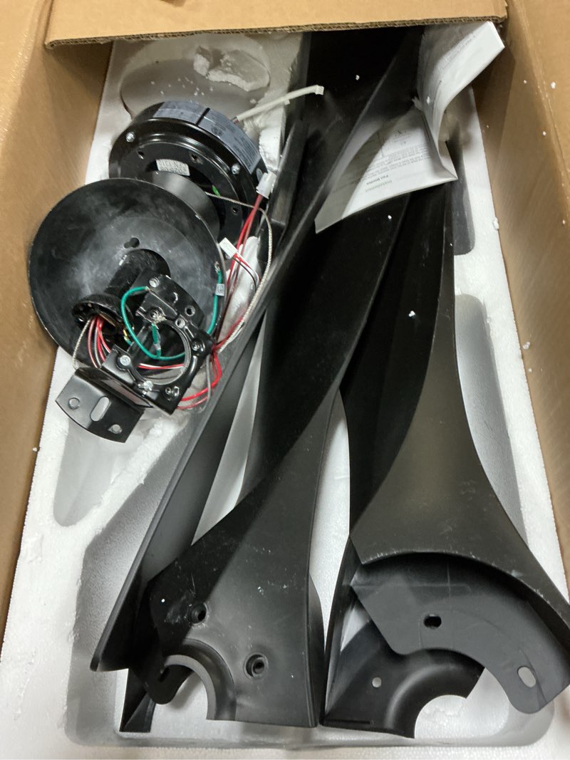 Condition photo showing As Is for VONLUCE Ceiling Fan with Light and Remote Control, 52 Inch Modern Fan with 3 Blades Noiseless DC Motor for Bedroom, Living Room, Kitchen, Study, Black Black with Light