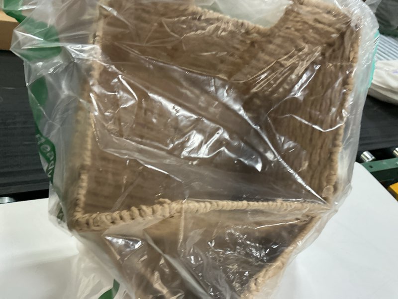 Condition photo showing New/Like New for oiahomy pantry baskets for organizing, paper rope baskets with built-in handles, wicker storage bins for shelves, 2 pack-yellow natural