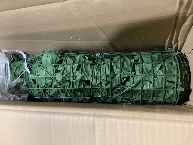 Condition photo showing Good Condition for kaszoo artificial ivy privacy fence screen - 120''(l) x 40''(w) faux greenery wall panels for outdoor privacy, balcony, patio, backdrop, fence decor,realistic green leaves for wall or garden use 120 in x 40 in - printed maple leaf