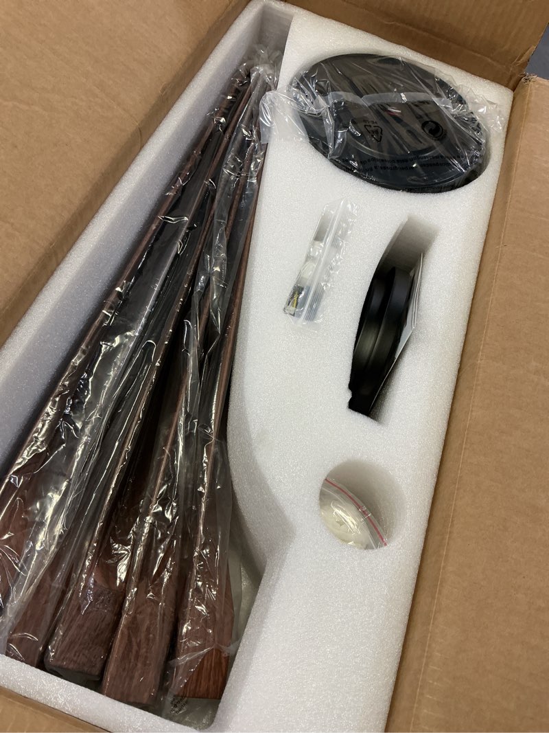 Condition photo showing Good Condition for Flush Mount Ceiling Fans with Lights Low Profile - 54" Modern Ceiling Fan, 5 Blades, Reversible and Dimmable LED Light, Indoor Ceiling Fan Light for Bedroom, Covered Outdoor, Brown Brown-54in