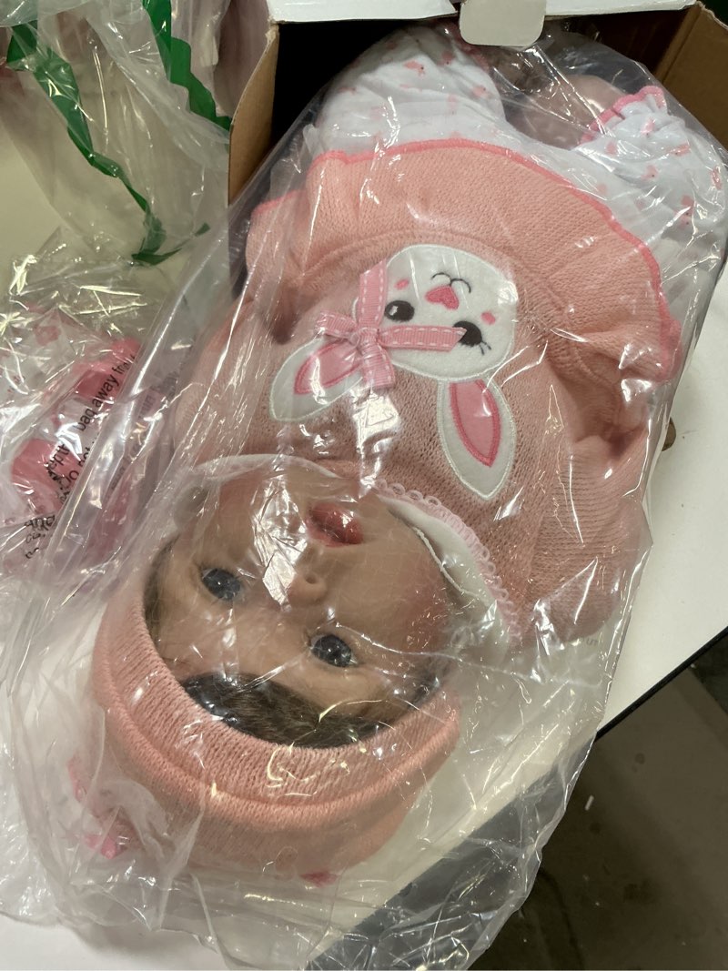 Condition photo showing New/Like New for aori lifelike reborn baby dolls - 22 inch realistic newborn baby girl - soft vinyl reborn toddler with feeding set & bunny outfit real life baby doll for kids 3+, toddlers & collectors pink