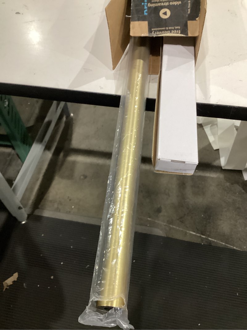 Condition photo showing Good Condition for blasthome® non-adjustable luxury curtain rods for windows, 1 ¼” rod set, 4 foot fixed length, brushed gold single rod brushed gold 4 foot