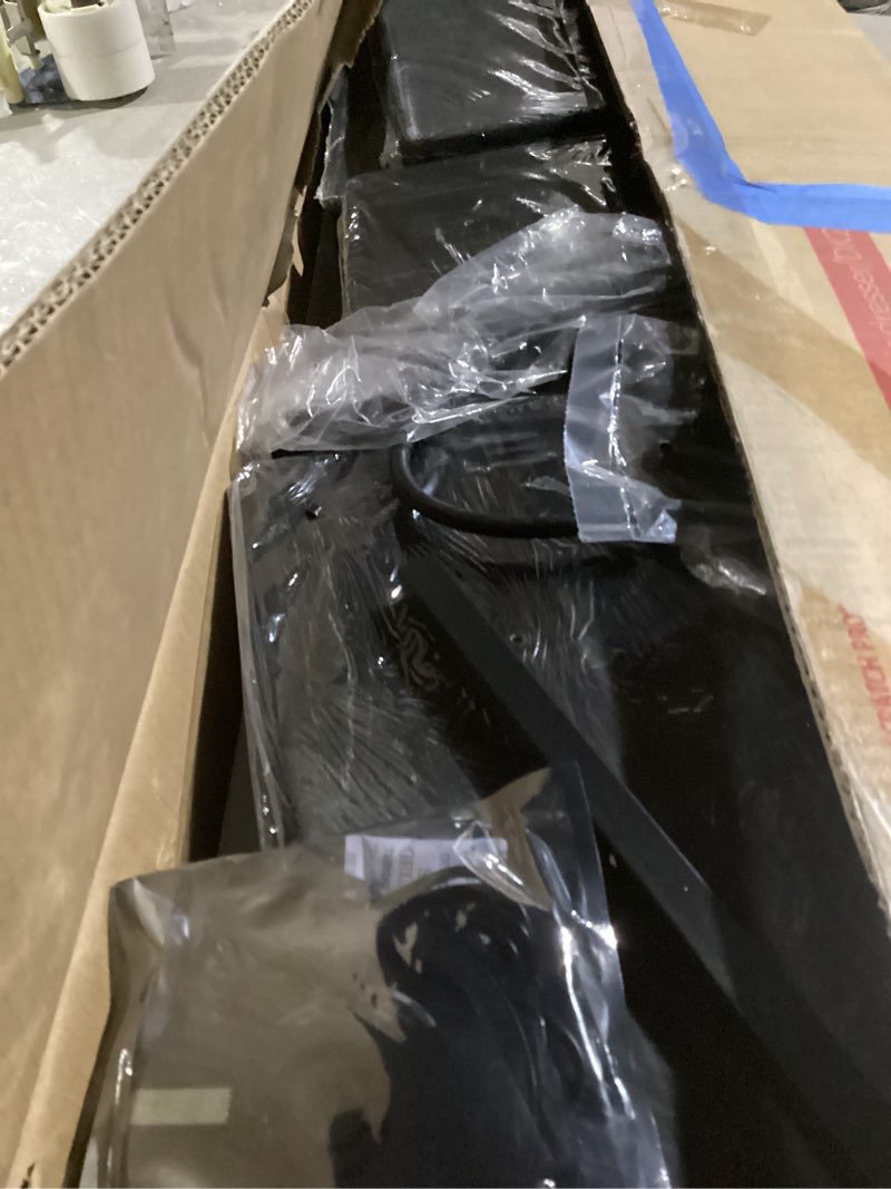 Condition photo showing Good Condition for wlive black dresser tv stand for 45, 50, 55 inch tv, entertainment center with led lights & charging station, chest of drawers with 8 fabric drawers and open shelves for living room, hallway, wood top charcoal black wood grain