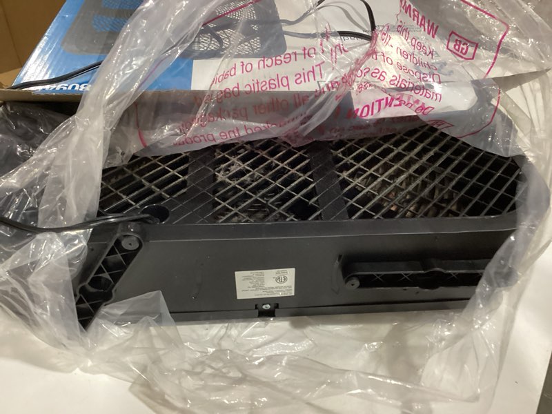 Condition photo showing As Is for utilitech 20-in 120-volt 3-speed high velocity indoor black box fan