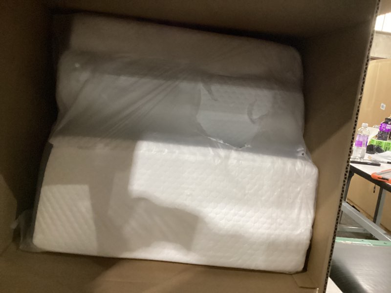 Condition photo showing As Is for 3PCS Bed Wedge Pillow for Headboard, Adjustable Wedge Pillow for Sleep Apnea, 23” Wide Triangle Pillow Wedge Set for After Surgery, Acid Reflux Relief, Snoring, Neck&Back Support, White/Grey 3pcs White/Grey