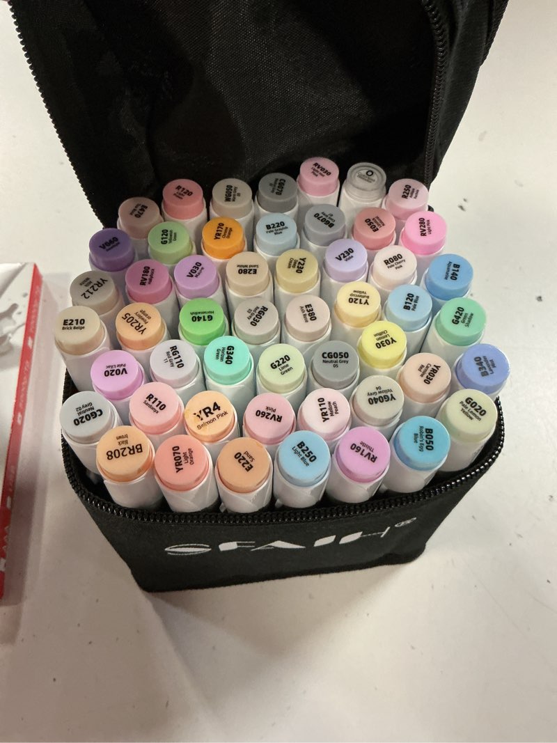 Condition photo showing Good Condition for SFAIH Alcohol Markers Brush Tip - 51 Pastel Brush & Fine Dual Tip Art Markers for Artist Illustration, Adult Coloring Books, Gifts for Artist Adult, Colorless Blender, Enjoy Blending, Carrying Case 51 Brush & Fine