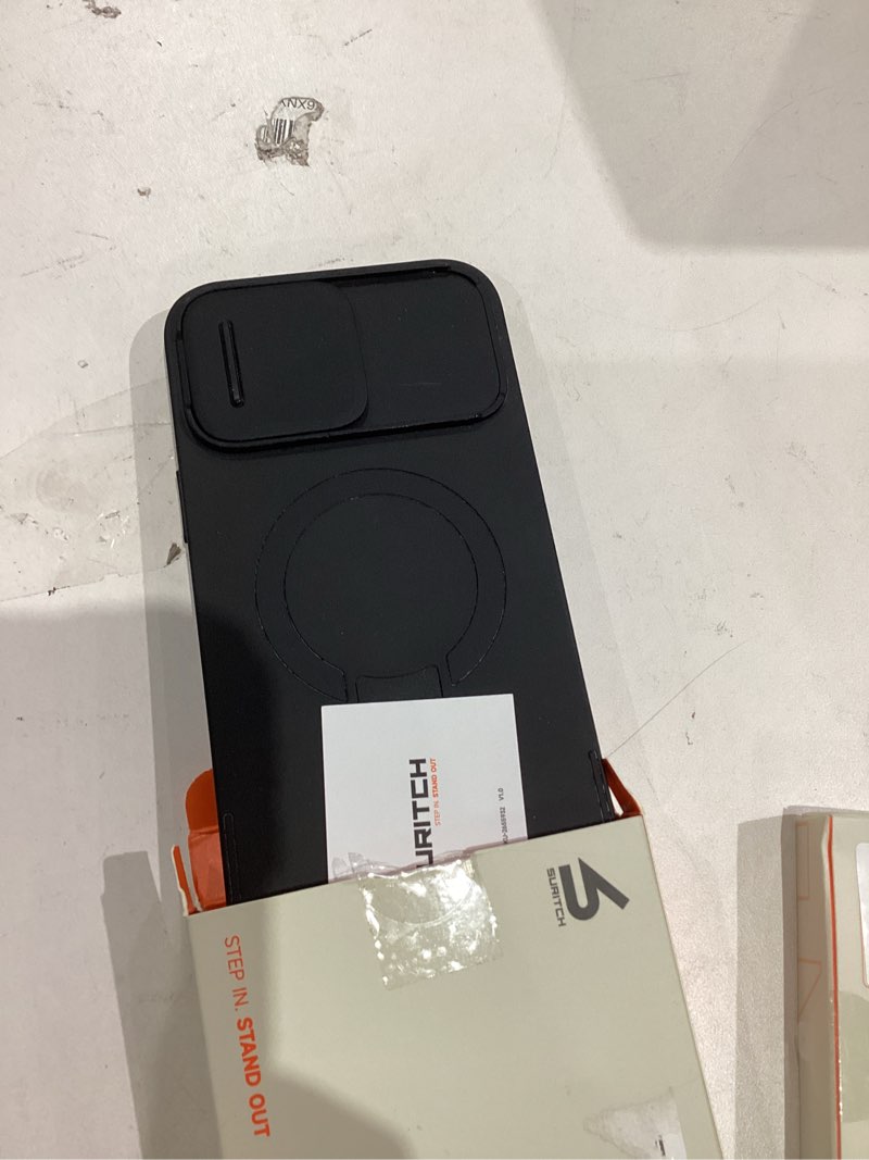 Condition photo showing As Is for SURITCH for iPhone 15 Pro Max Case with Magnetic Camera Slide Cover and Adjustable Kickstand, Compatible with MagSafe, Shockproof Bumper Case Slim Protective Cover 6.7 Inch, Black iPhone 15 Pro Max-6.7'' Black