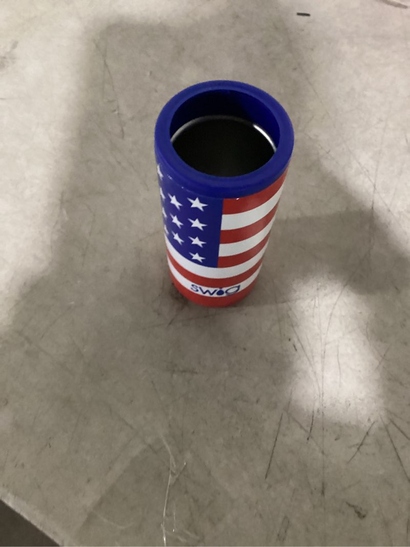 Condition photo showing Good Condition for swig life skinny can cooler, 12oz insulated slim can holder, stainless steel cooler, covers for tall beer bottles, beach accessories for women (all american) 12oz skinny can cooler all american