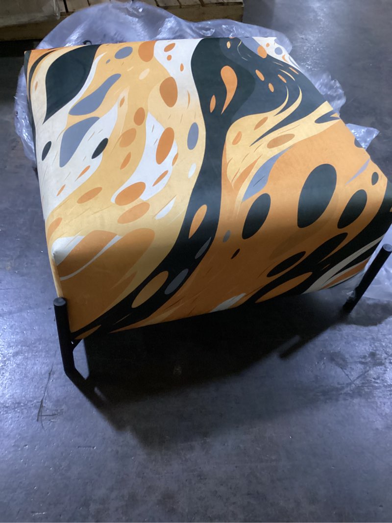 Condition photo showing New/Like New for modern cheetah orange and black fusion - abstract large square ottoman