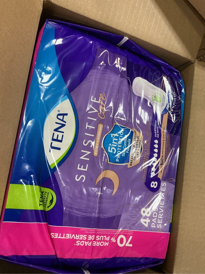 Condition photo showing Good Condition for TENA Incontinence Pads, Bladder Control & Postpartum for Women, Overnight Absorbency, Sensitive Care, 48 Count