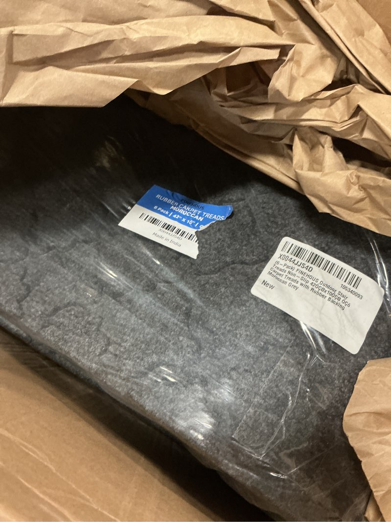 Condition photo showing New/Like New for Outdoor Stair Treads Non-Slip 42”x10” (6-Pack) – Carpet Treads with Rubber Backing Moroccan Grey Grey Moroccan 42" X 10"