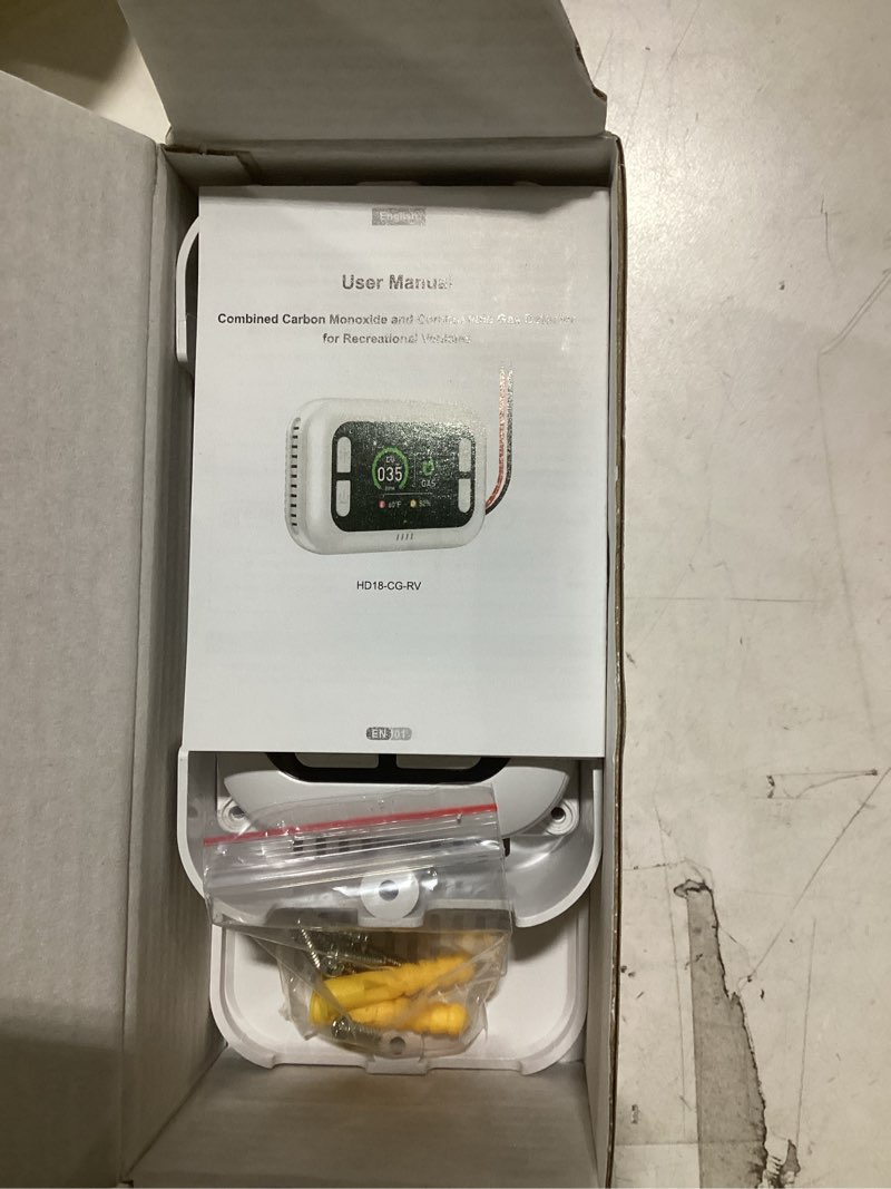 Condition photo showing New/Like New for Carbon Monoxide Detector, 4 in 1 RV Carbon Monoxide & Propane Gas Detector, 12V DC Supply & HD Colorful Display & 360° Rotatable Screen, CO/LPG Gas Leak Alarm for RV, Motorhome, Camper, Trailer White
