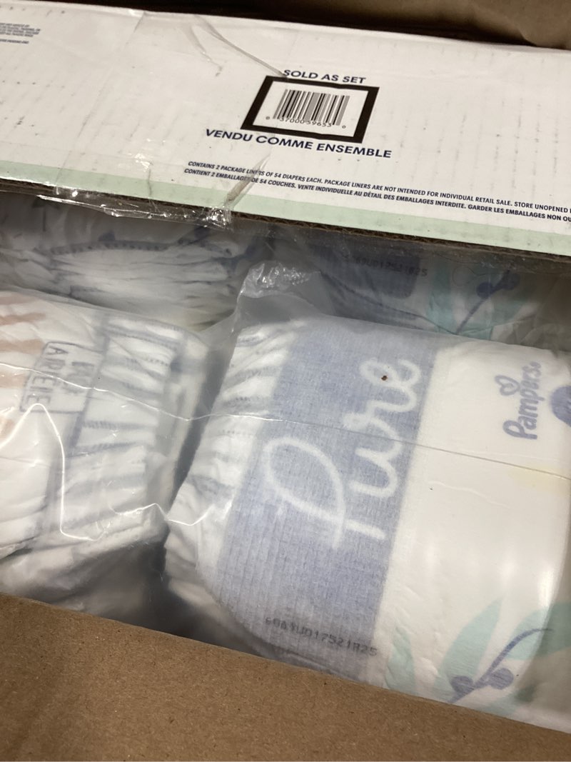 Condition photo showing New/Like New for pampers pure baby diapers, size 4 (22-37 lbs), 108, up to 100% leakproof, premium hypoallergenic soft diapers size 4 108