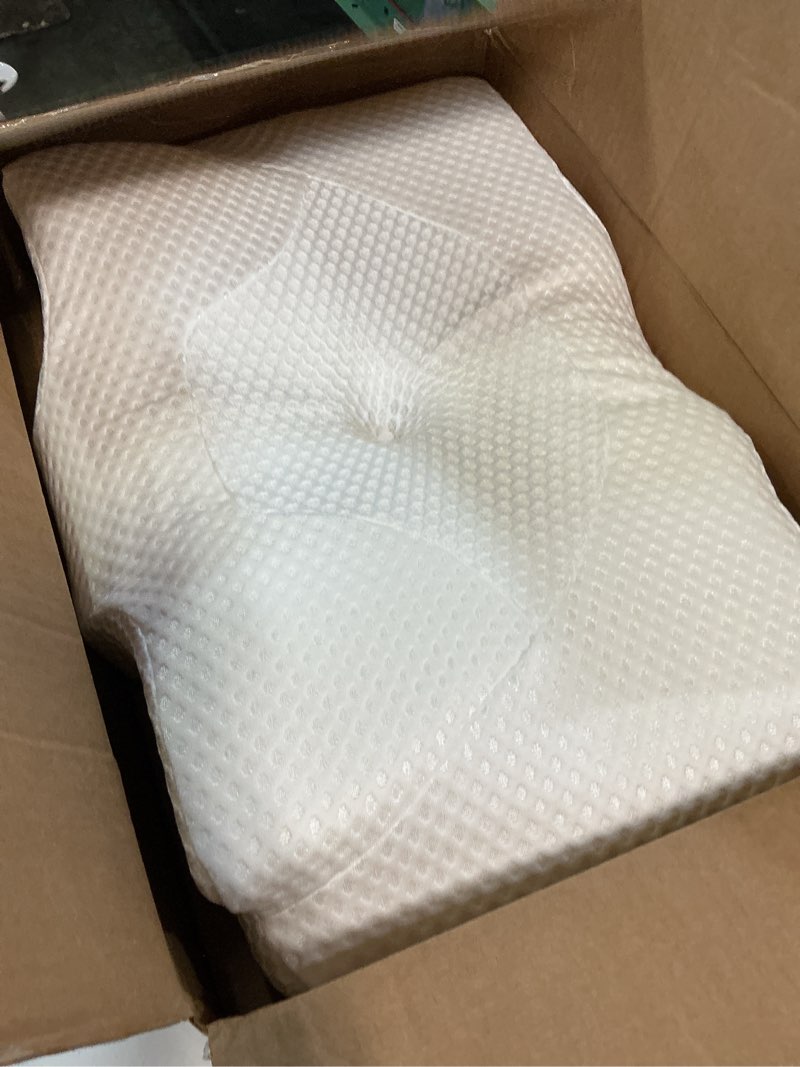 Condition photo showing Good Condition for osteo cervical pillow for neck pain relief, hollow design odorless memory foam pillows with cooling case, adjustable orthopedic bed pillow for sleeping, support for side back sleepers queen(25.5*16.5*5.2/4.1 inches) white